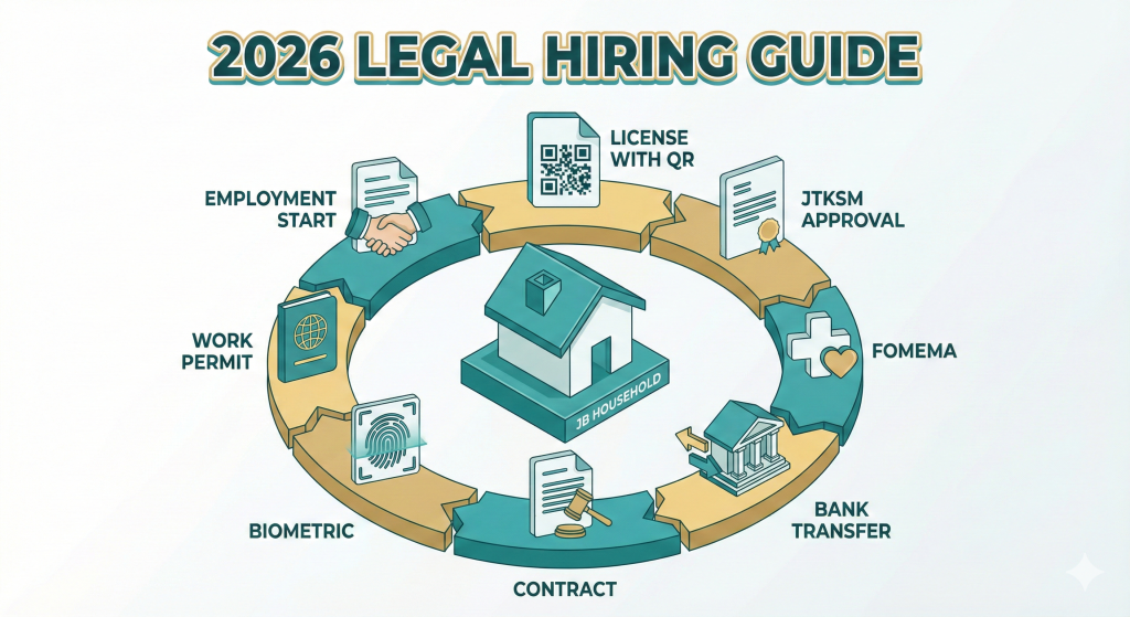 8-step foreign domestic helper hiring process in Malaysia 2026 flowchart