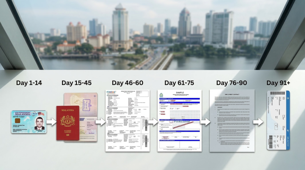 Maid agency Johor hiring timeline 2026 showing 60-90 day process from selection to arrival